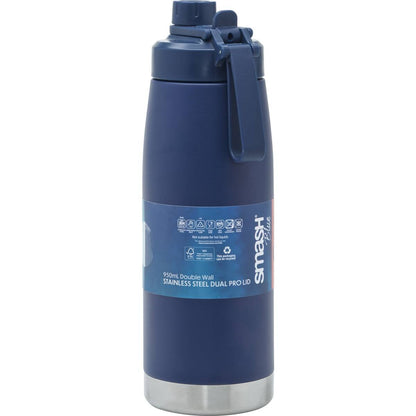 Smash Sip Or Chug Double Wall Dual Pro Lid Bottle 950mL Assorted each