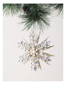Luxe Christmas 12cm Gemmed Snowflake Ornament in Champagne