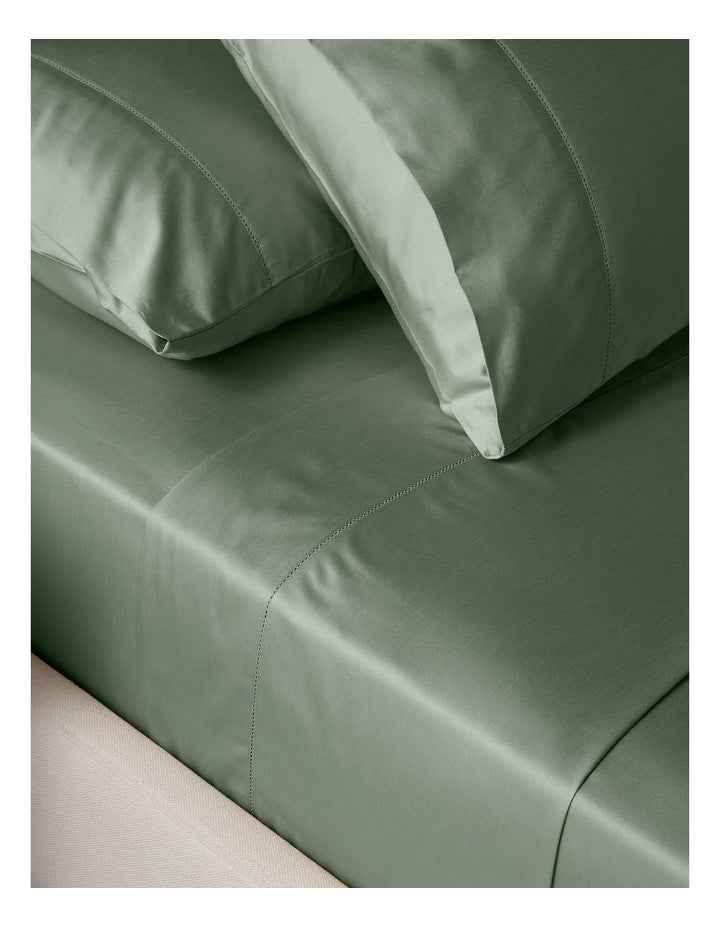 Diana 400TC Egyptian Cotton Sateen Fitted Sheet in Sage