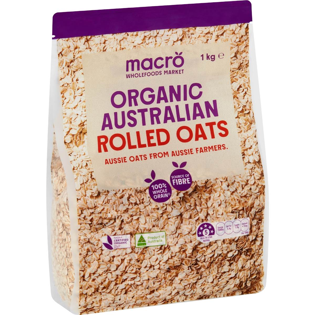 Macro Organic Australian Rolled Oats 1kg