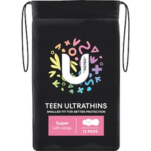 U by Kotex Teen Ultrathins Pads Super With Wings 12 pack