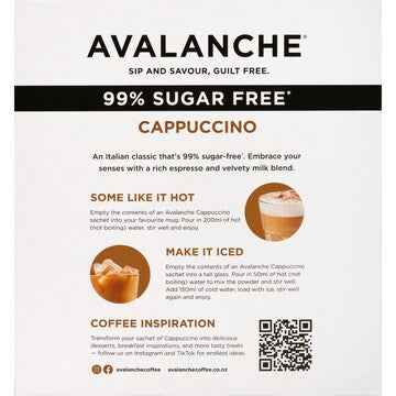 Avalanche 99% Sugar Free Cappuccino Sachets 26 pack