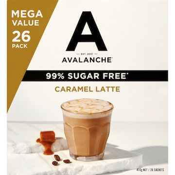 Avalanche 99% Sugar Free Caramel Latte Sachets 26 pack