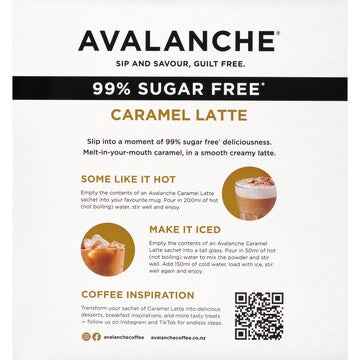 Avalanche 99% Sugar Free Caramel Latte Sachets 26 pack