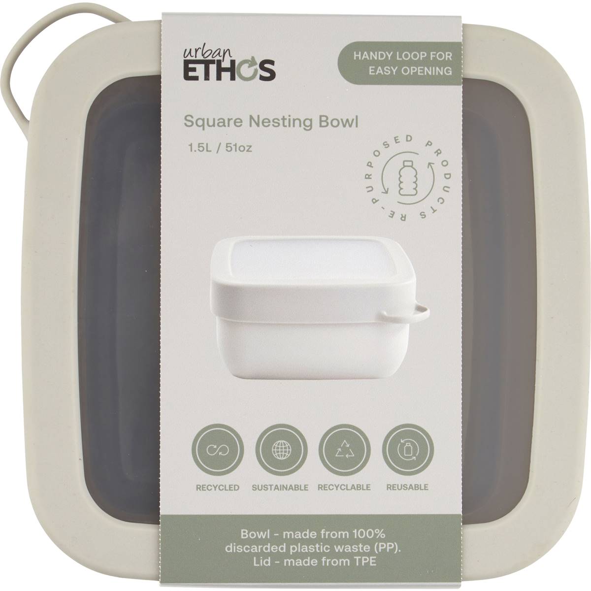 Urban Ethos Square Nesting 1.5L Bowl Assorted each