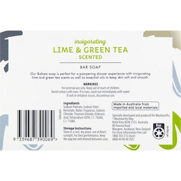 The Balnea Body Company Invigorating Bar Soap Lime & Green Tea Scented 5 pack