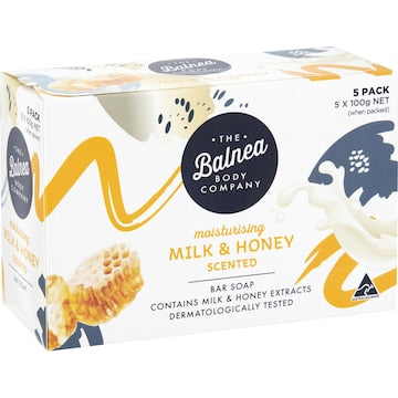 The Balnea Body Company Moisturising Bar Soap Milk & Honey Scented 5 pack