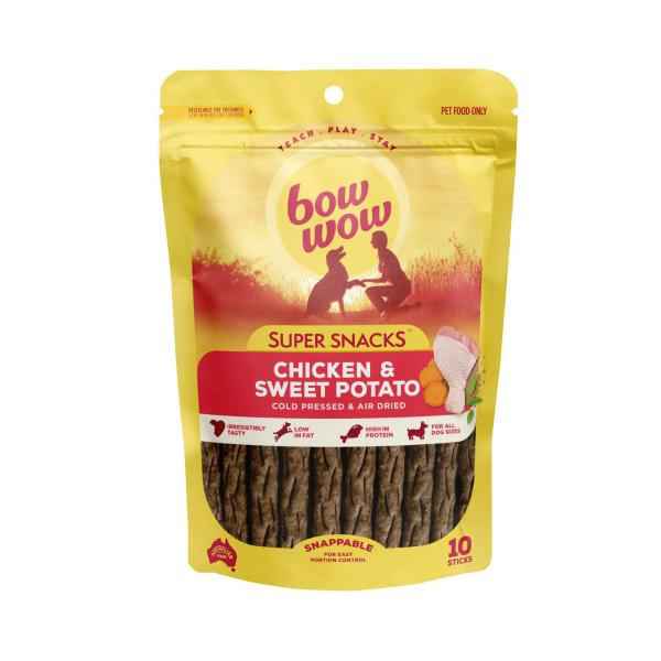 BOW WOW SUPER SNACKS STICKS DOG TREATS WITH CHICKEN & SWEET POTATO 10 PACK