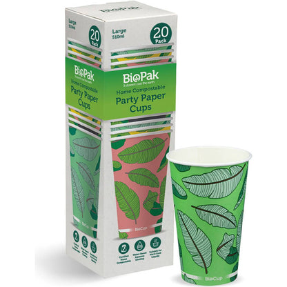 BioPak Party Paper Cups 510mL 20 pack