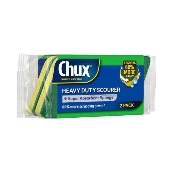 CHUX HEAVY DUTY SCOURER + SUPER ABSORBENT SPONGE 2 PACK