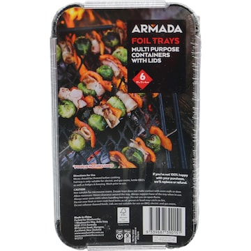 Armada Foil Trays Containers With Lids 6 pack