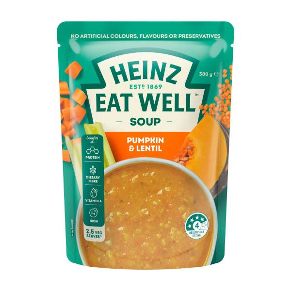 HEINZ EAT WELL PUMPKIN & LENTIL SOUP POUCH 380G