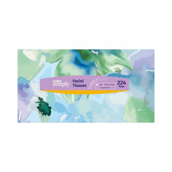 COLES SIMPLY FACIAL TISSUES 224 PK