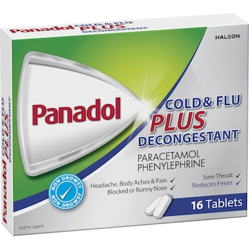 Panadol Cold and Flu Plus Decongestant Paracetamol 500mg 16 pack