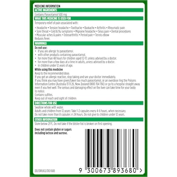 Panadol Liquid Capsules With Paracetamol 500mg 16 pack