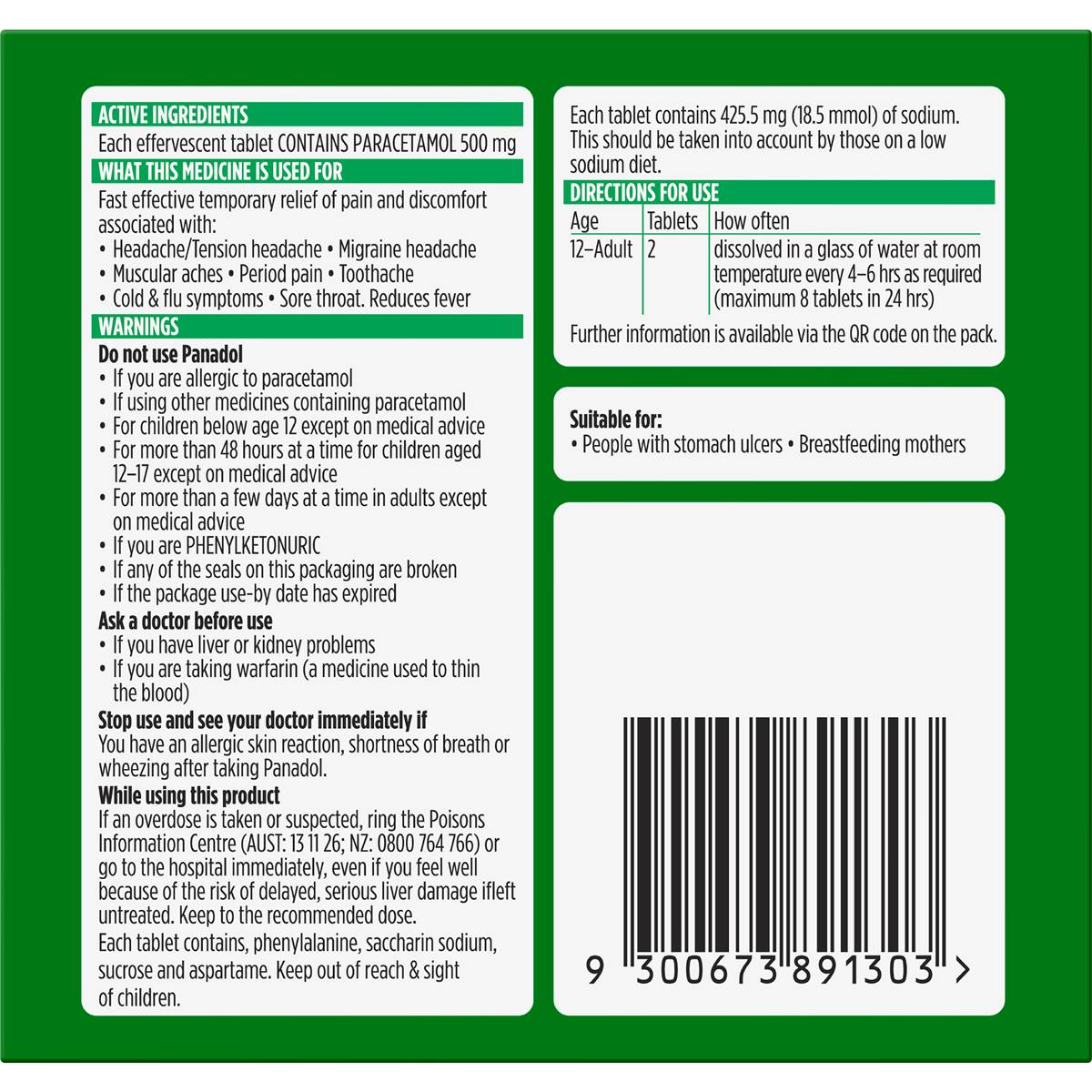 Panadol Rapid Soluble With Paracetamol 500mg 16 pack