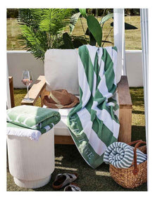 Santorini Resort Stripe Beach Towel in Sage