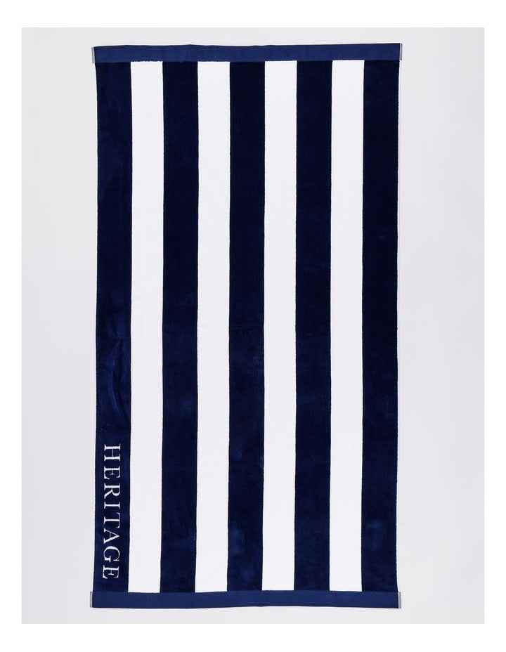 Santorini Resort Stripe Beach Towel in Navy/White