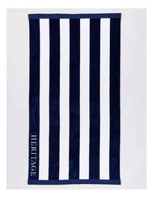 Santorini Resort Stripe Beach Towel in Navy/White