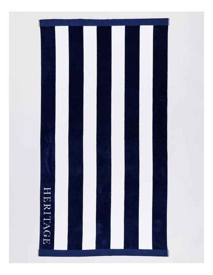 Santorini Resort Stripe Beach Towel in Navy/White