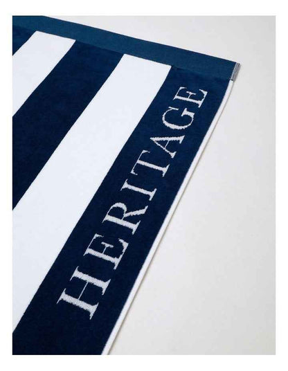 Santorini Resort Stripe Beach Towel in Navy/White