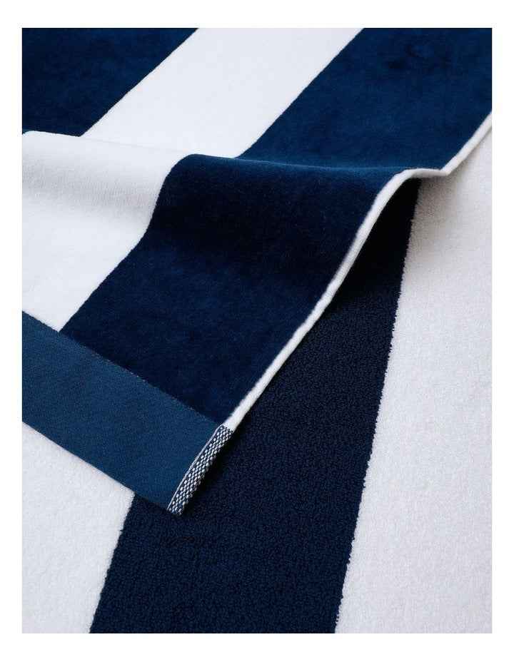 Santorini Resort Stripe Beach Towel in Navy/White