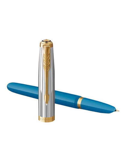 Parker 51 Premium Fountain Pen in Turquoise with Gold Trim