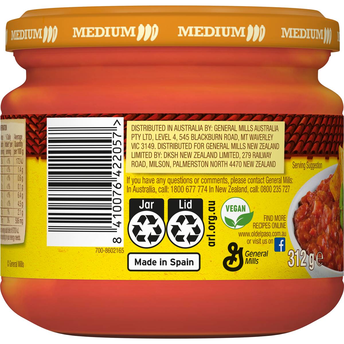 Old El Paso Chunky Salsa Dip Medium 312g