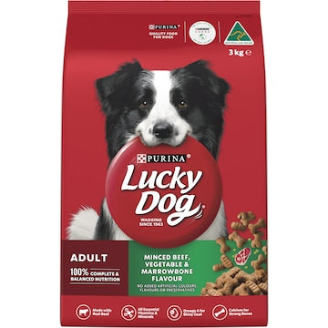 Lucky Dog Adult Minced Beef Vegetable & Marrowbone Dry Food 3kg