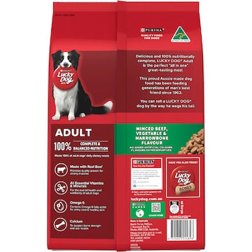 Lucky Dog Adult Minced Beef Vegetable & Marrowbone Dry Food 3kg