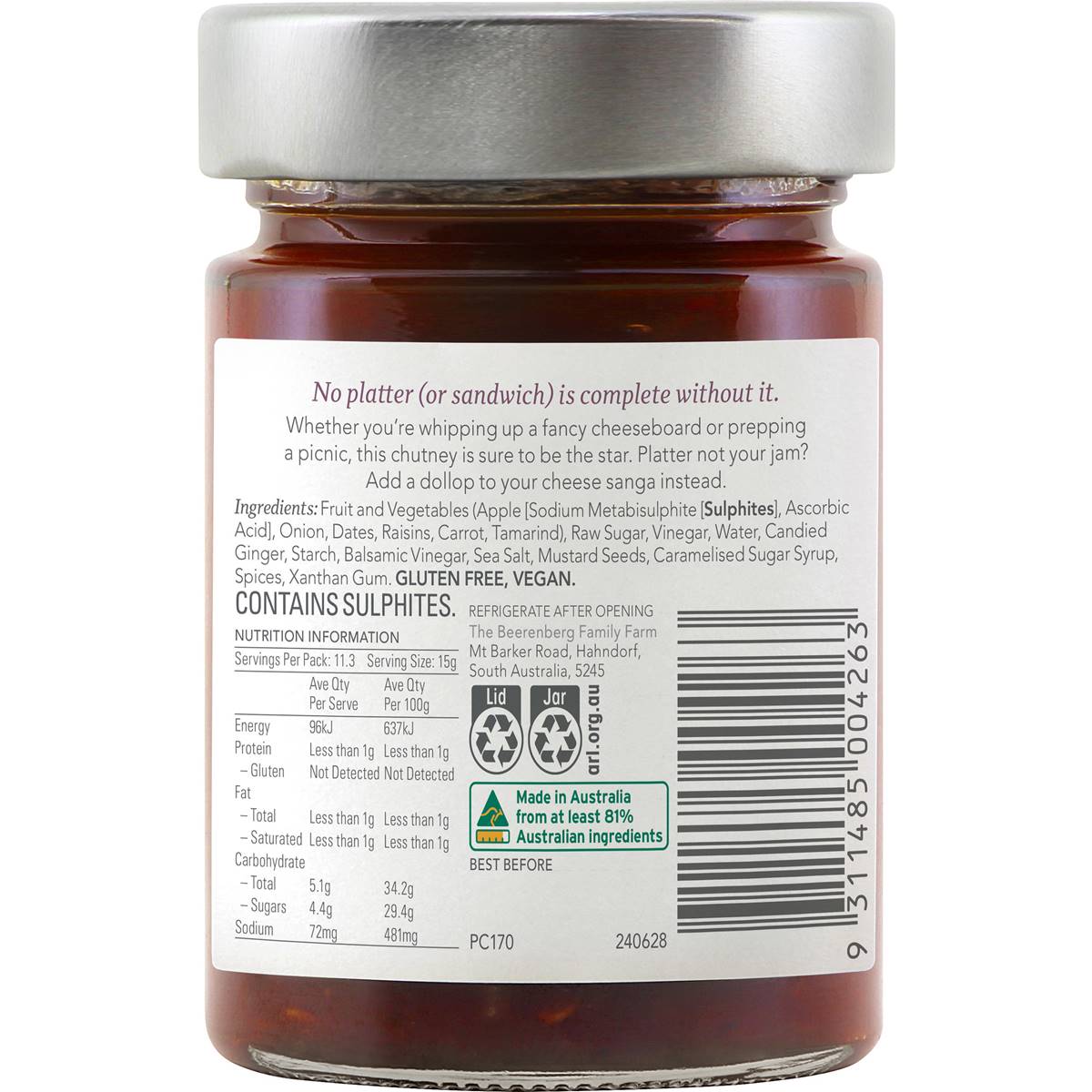 Beerenberg Ploughman's Chutney 170g