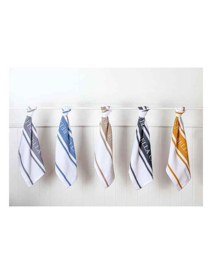 Bella Casa Kitchen Towel Pack of 2 in White/Latte