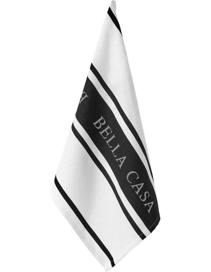 Bella Casa Kitchen Towel Pack of 2 in White/Black
