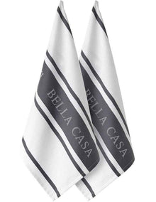 Bella Casa Kitchen Towel Pack of 2 in White/Grey