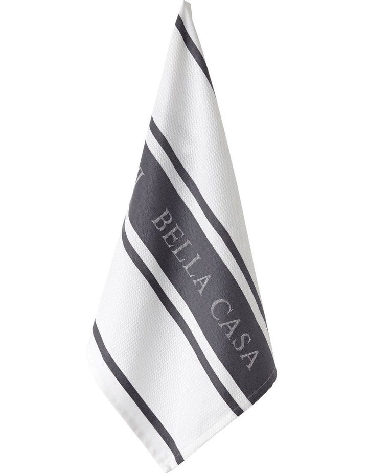 Bella Casa Kitchen Towel Pack of 2 in White/Grey