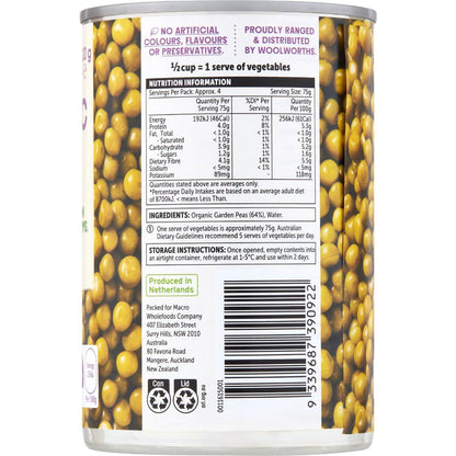 Macro Organic Garden Peas 420g