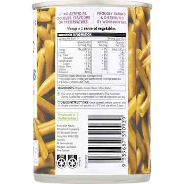 Macro Organic Sliced Green Beans 410g