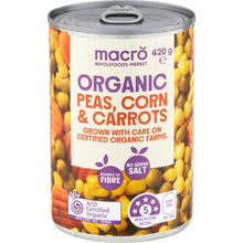 Macro Organic Peas Corn & Carrots 420g