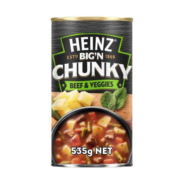 HEINZ BIG'N CHUNKY SOUP BEEF & VEGGIES 535GRAM