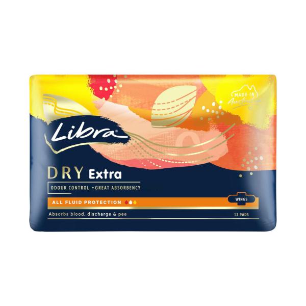 LIBRA DRY EXTRA PADS WITH WINGS 12 PACK