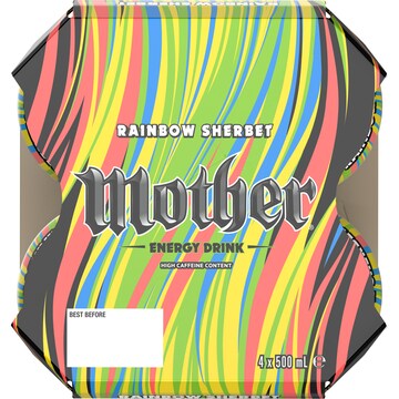 Mother Energy Drink Rainbow Sherbet 500mL x 4 pack