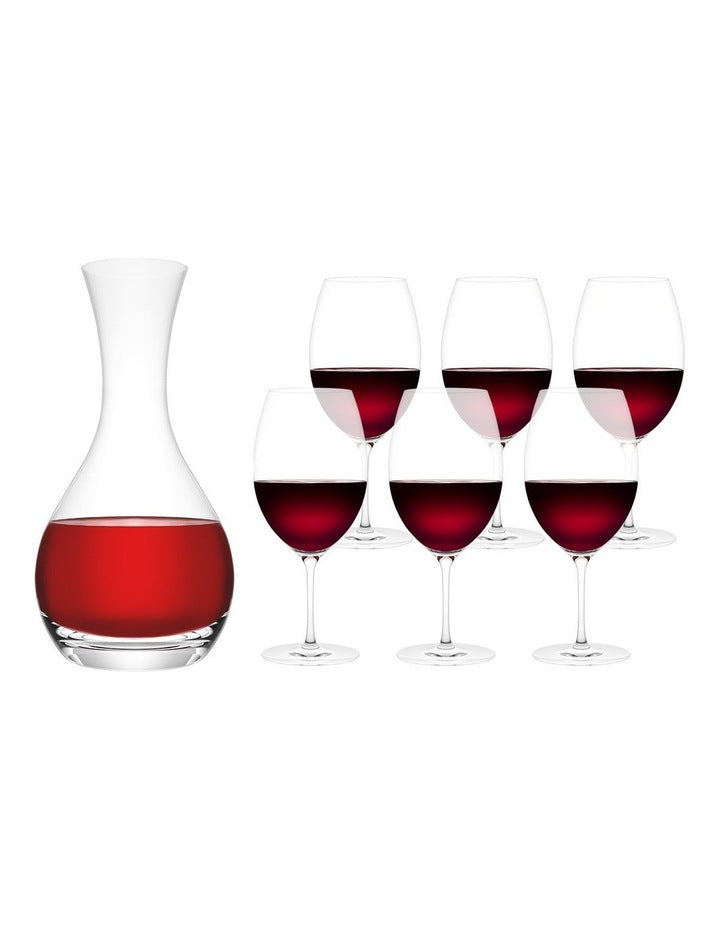 Everyday Gift La Trobe Decanter And 6x Red Glasses in Clear