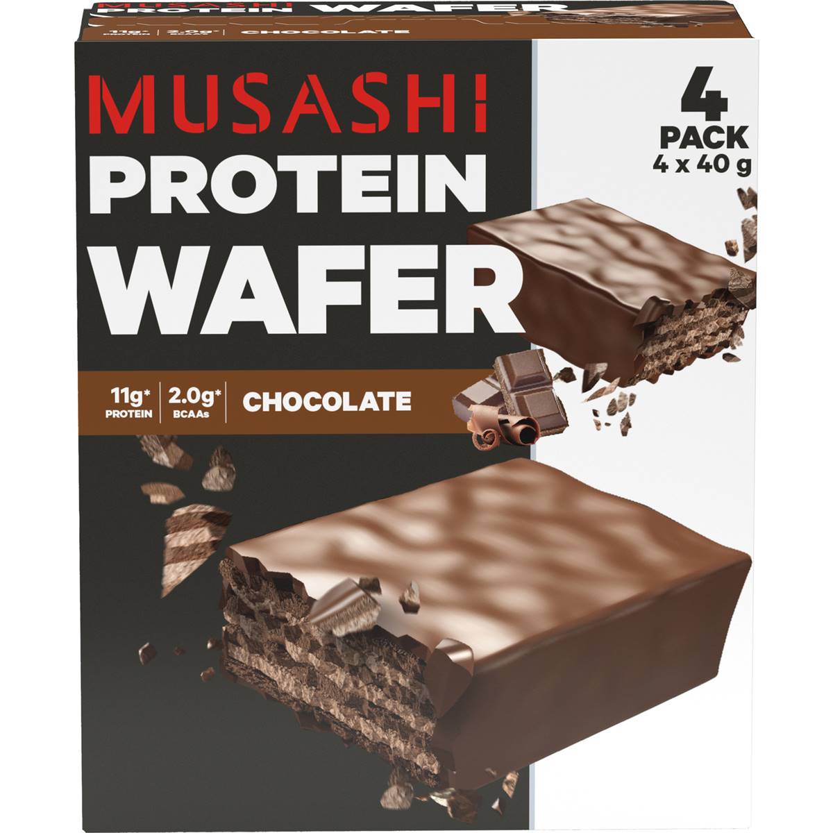 Musashi Protein Wafer Bars Chocolate 40g x 4 pack