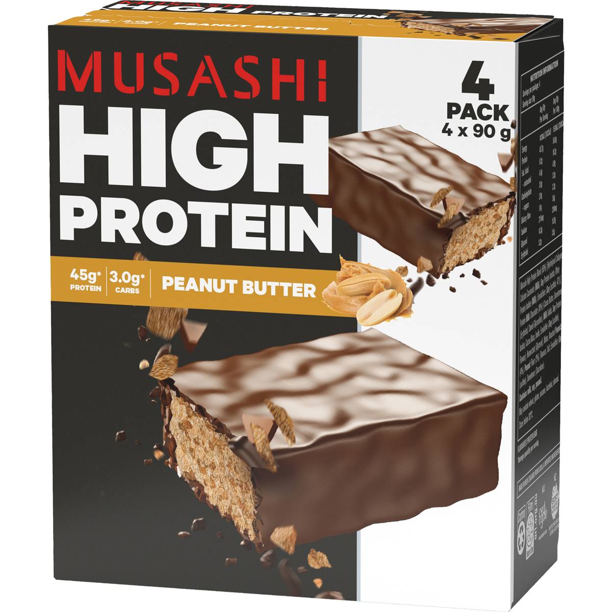 Musashi High Protein Bars Peanut Butter 90g x 4 pack
