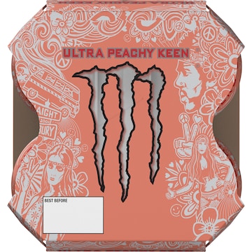 Monster Energy Drink Ultra Peachy Keen Cans 500mL x 4 pack