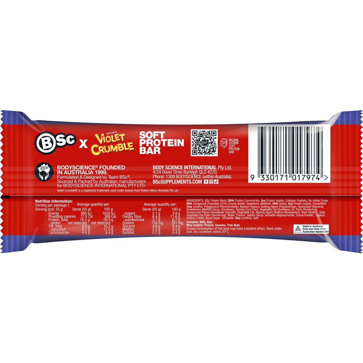 BSC Soft Protein Bar Chocolate Honeycomb Flavour 55g