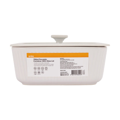 700ml Porcelain Container with Glass Lid