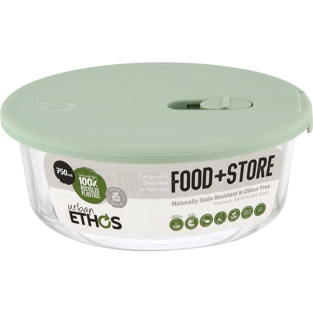 Urban Ethos Round Glass Storage Container 750ml Assorted Each