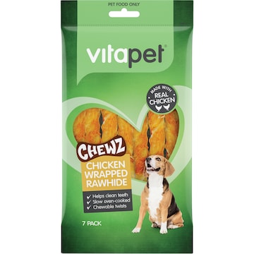 Vita Pet Chewz Chicken Wrapped Rawhide Twist Dog Treats 7 pack