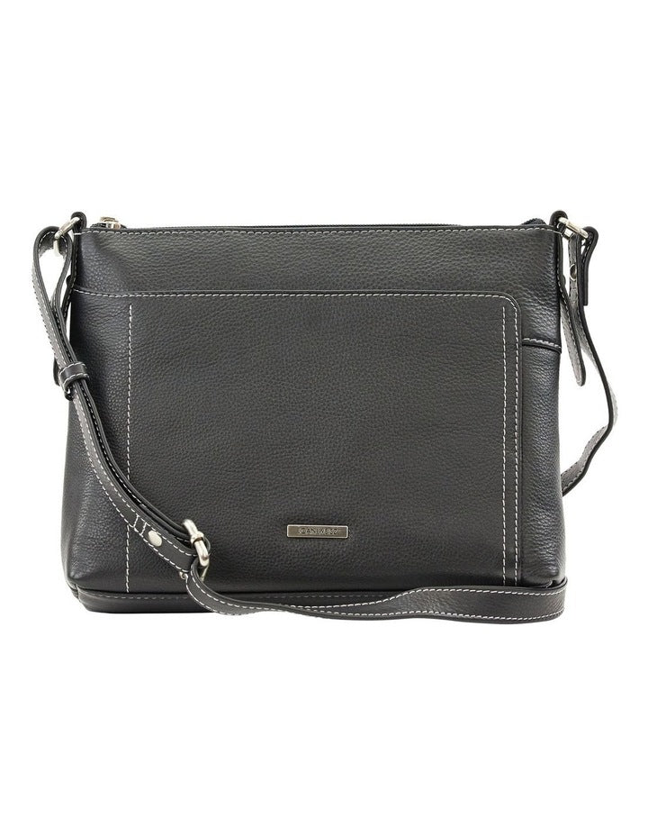 Tracks Black Zip Top Crossbody Bag In Black